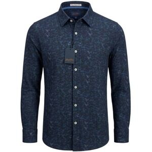 Good Man Brand Men's On Point Long Sleeve Stretch Button Up‎ Shirt Blue Micro XL